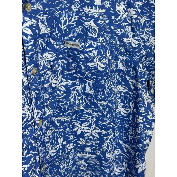 Columbia PFG Size L Mens Button Up Short Sleeve UPF 40 Omni Shade Shirt - Picture 4 of 11